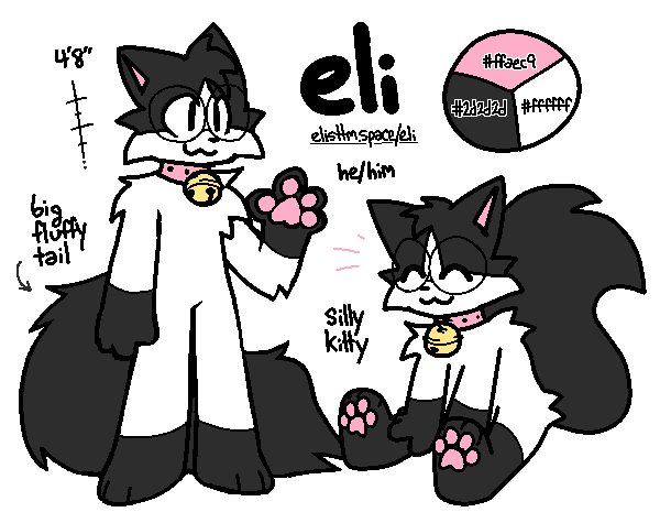reference sheet of my fursona, eli :3